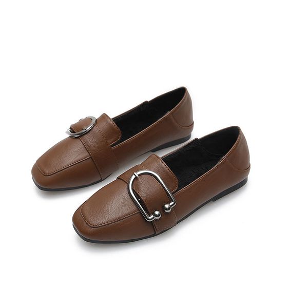 

new women flats square toe low-heeled shoes casual solid color women shoes quality pu metal buckle mules lazy soft loafers hot, Black