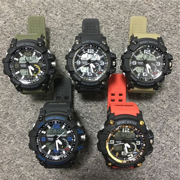 

men's led sport watches digital waterproof casual watch 2019 military shock male clock 7591 relogios masculino watch wholesale sport wa, Slivery;brown