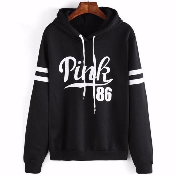 

fashion women's hoodie 2019 letter printing long-sleeved sweater plus velvet women's hoodies sweatshirts wholesale, Black