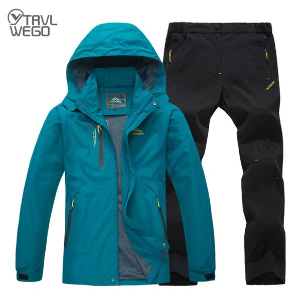 

trvlwego man trekking jackets hiking fishing outdoor coat&pants set sports single jacket and quick-drying trouser suit l-5xl, Blue;black