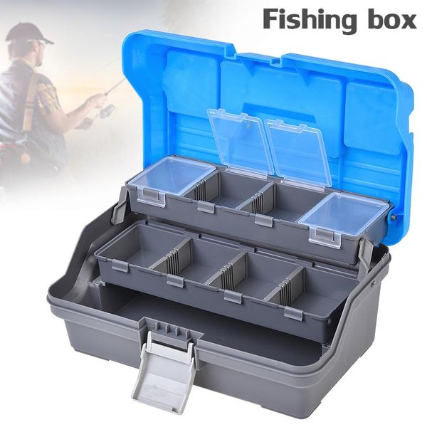 

3 layers fishing tackle box lures hooks lead safety clips anti- fishing accessories storage box