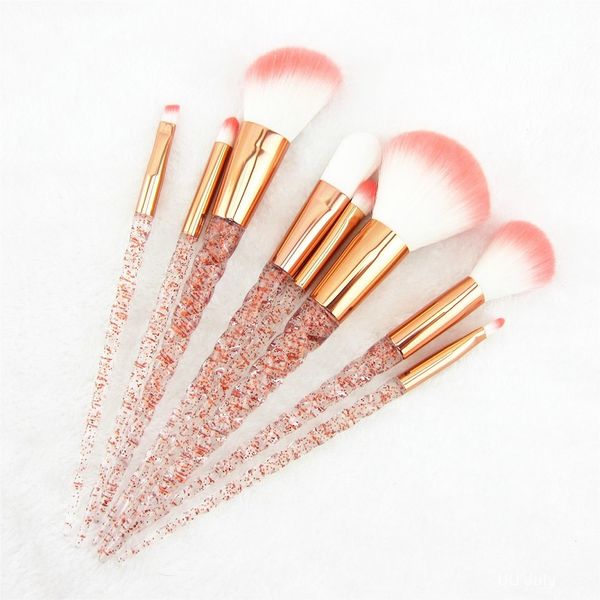 8pcs Red Glitter Diamond Brush Crystal Makeup Brushes Definir base mistura