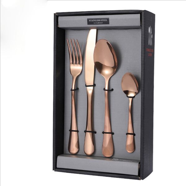 

stainless steel dinnerware 24 pieces colorful cutlery set gift box packing l tableware pvd steak knife spoon fork
