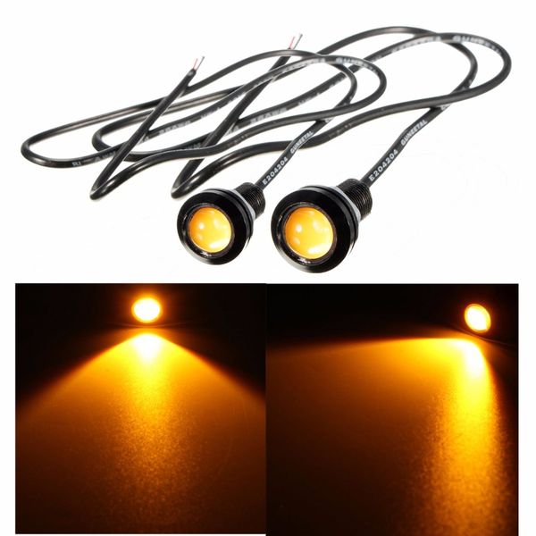 

mayitr 2pcs 18mm amber car led eagle eye drl daytime running fog driving light 12v warning fog lamp reversing signal lights