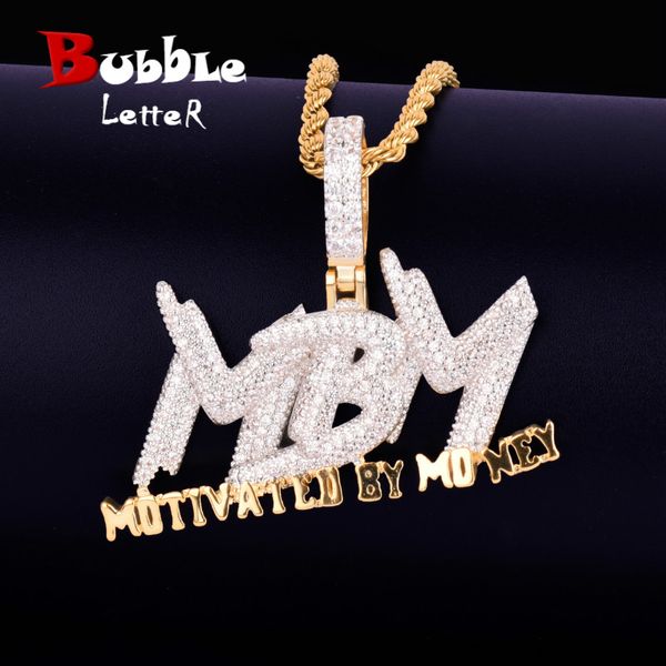 

iced out letter combination necklaces & pendant charm gold silver bling cubic zircon men's hip hop necklace rock jewelry
