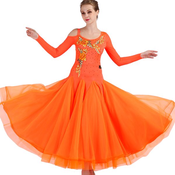 

new elegant ballroom dance dresses women orange dress dance waltz dress bouffant tango performance ballroom vdb594, Black;red