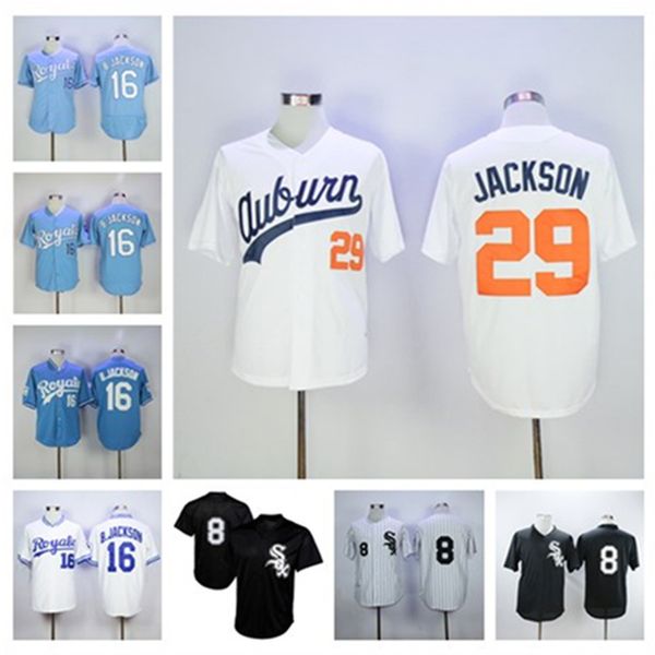 

mens 29 8 16 bo jackson college baseball jerseys stitched retro jersey, Blue;black