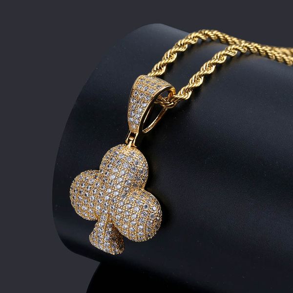 

pendant necklaces jewelry exquisite personality bling zircon paved poker symbol necklaces fashion 18k gold plated hip hop necklaces ln138, Silver
