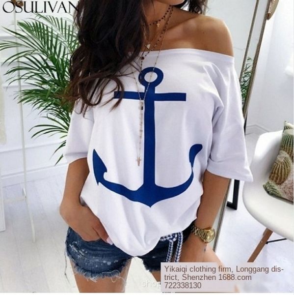 

season 2019 street trendsetter loose collar women's season 2019 street trendsetter loose collar women's t-shirt t-shirt, White
