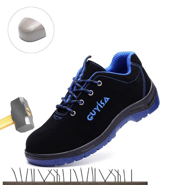 Burun Çelik Erkekler Yeni 2019 Güvenlik İş Ayakkabıları Ön Sörf Anti-Punture Anti-Punture Cowhide Giyim Dayanıklı Rahat Endüstriyel Ayakkabı837 837567 83782 837