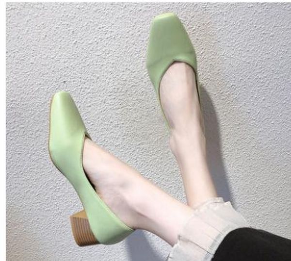 

2020 women's shoes in spring and autumn with new style low heel square head grandma's shoes@8099, Black