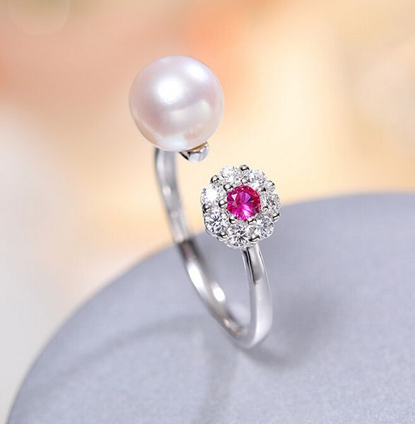 

501 mei 8-8.5mm round white light coagulation freshwater pearl ring, Slivery;golden