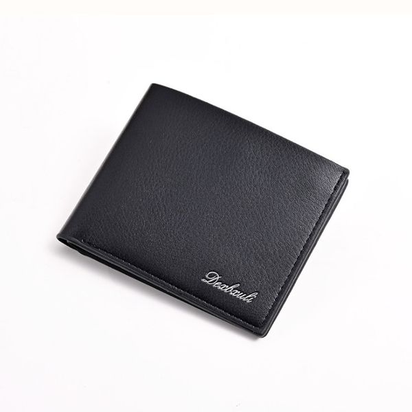 

mens designer wallet new fashion business casual pu leather black men's horizontal short logo wallet, Red;black