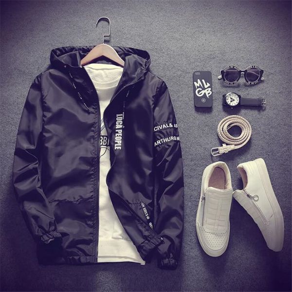 

2019 spring&autumn new jacket men fashion thin jacket causal hooded male windbreaker zipper clothing 4xl, Black;brown