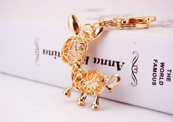 3 pçs cristal strass pingente carro chaveiros banhado a ouro cristal strass pedra esmalte liga metal animal burro chaveiro hold294s