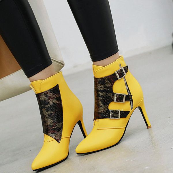 

lapolaka fashion big size 31-48 add fur winter shoes woman boots thin high heels party pointed toe ankle boots women shoes, Black