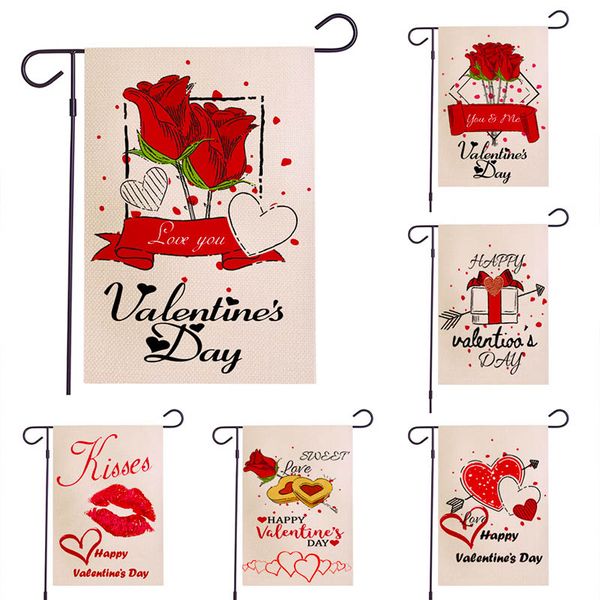 

день святого валентина сад флаг романтической красной роза love heart висячий баннеры флаги главной украшения партия двойная сторона печать