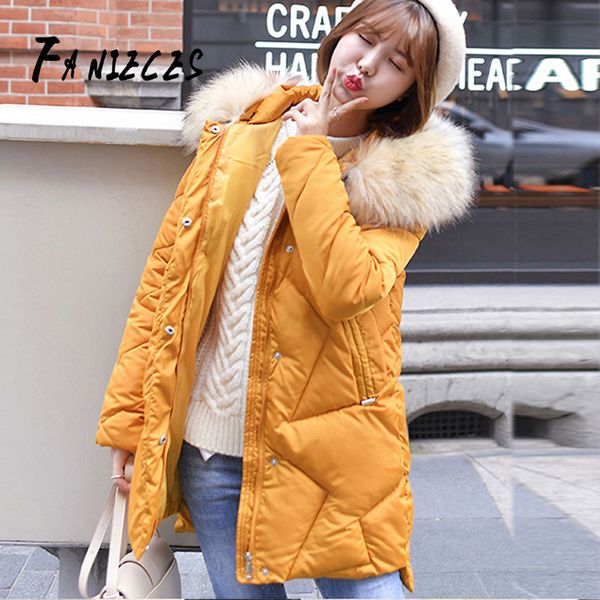 

winter jacket women large fur collar down wadded jacket female fashion cotton-padded jackets thickening winter coat dropshipping, Black