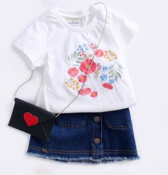 

2019 New Summer Pure Cotton Children embroidered t-shirt Summer clothing Wholesale