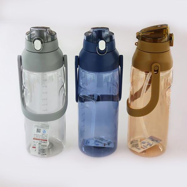 

large capacity plastic sports bottle portable water bottle gym outdoor water bottle with straw, bpa , 67/78 ounce