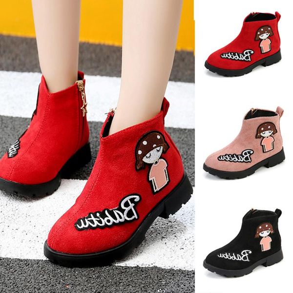 

winter children ankle boots cartoon print kids shoes boys girls snow flock short boots casual shoes girls new fashion bootie, Black;grey