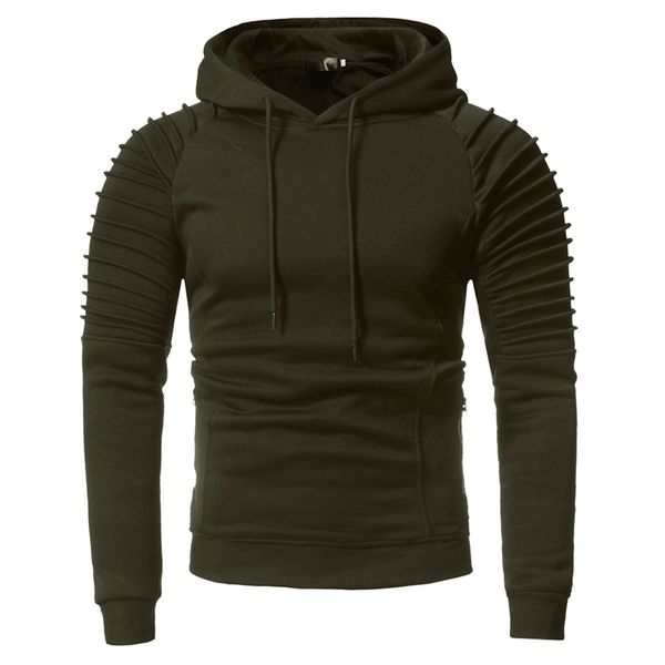 

men's casual slim hooded hoodie personality drape design, Black