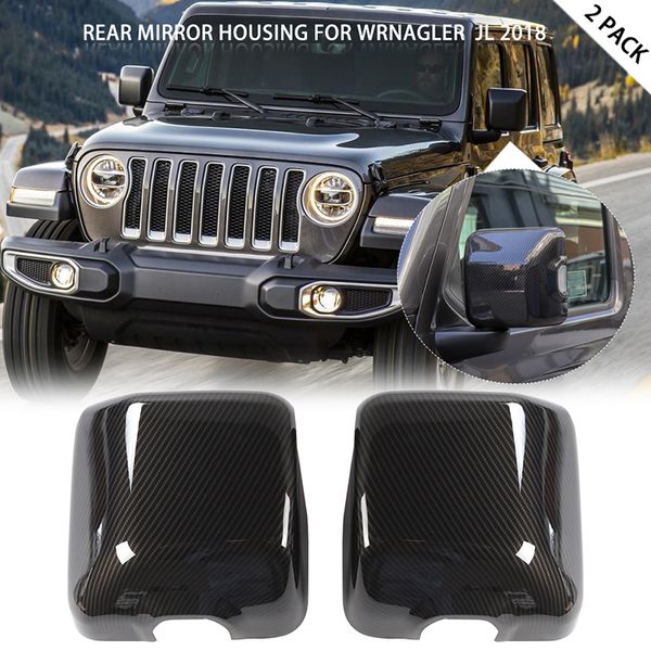 

abs rearview mirror with lamp carbon fiber decoration for jeep wrangler jl from 2018 up auto exterior accessories