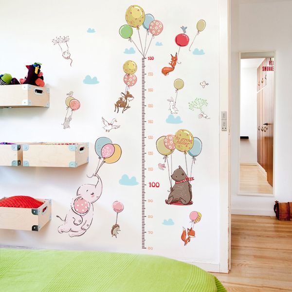 

cartoon animal zoo balloon height chart stickers children's bedroom kindergarten classroom growth up poster sticker wall decor