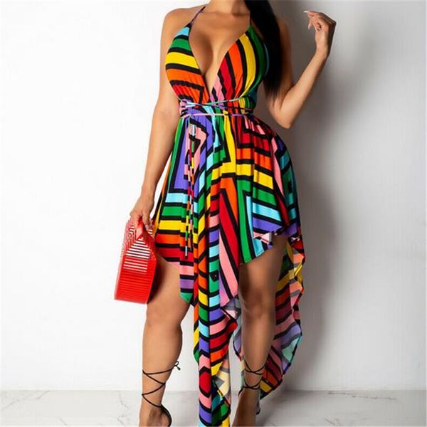 

fashion women dress summer sleeveless striped asymmetrical beach dress ladies mini dress womens clothing female sundress, Black;gray