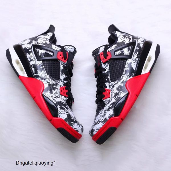 

new 4s iv tattoo 4 black fire red white men basketball shoes celebrates the love for basketball mens outdoor sports trainers sneakers 41-47