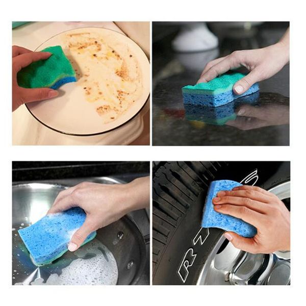 

6pcs/set car wash sponge car cleaning detailing brush wheel brush dual sided cellulose scrubber cleaning eco scrub pads