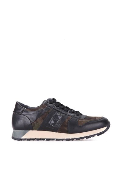 

derimod genuine leather khaki men 's sneaker, Black