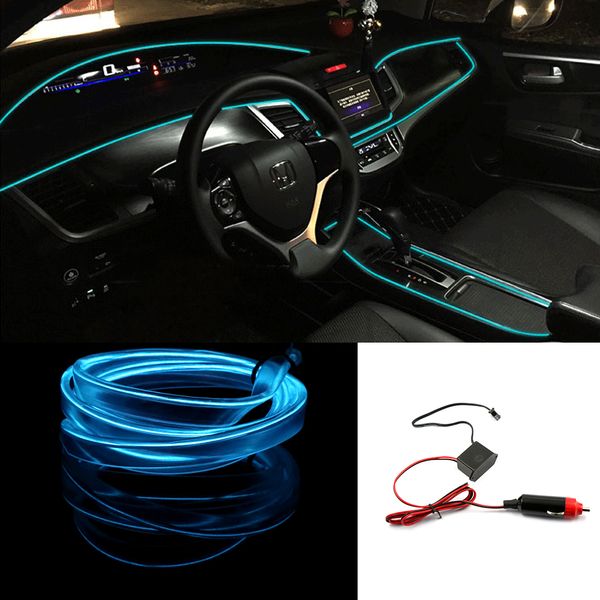 2019 Hot 2m Auto Car Interior Led El Ice Blue Wire Rope Tube Line Flexible Neon Light Glow El Salon Flat 12v Strip Pathway Lighting From