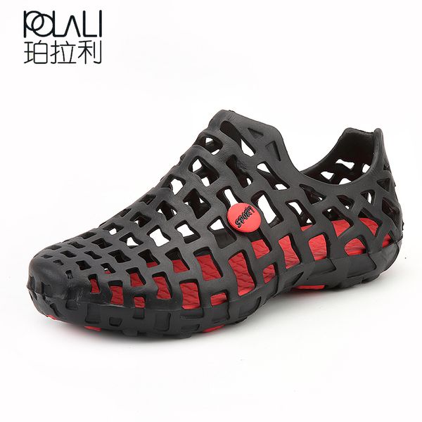 

polali men sandals 2018 summer beach shoes breathable casual suandals men fashion slip on summer shoes, Black
