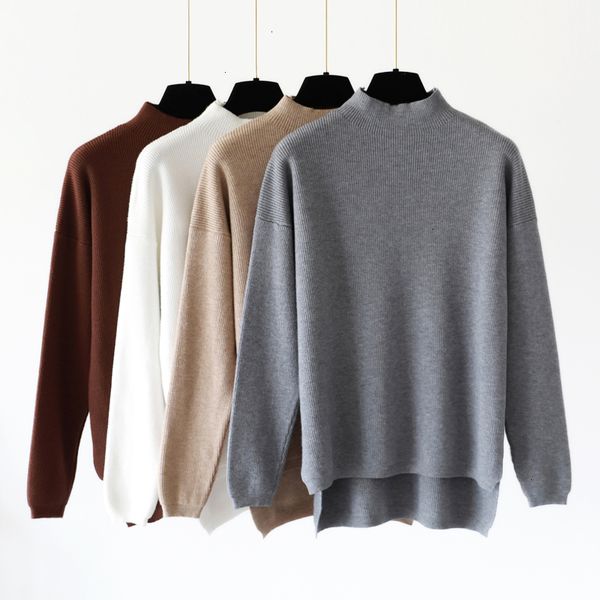 

women designer sweater woman sweaters style loose sweater pullover casual half long sleeve oversized knit sweater female jumpers split, White;black