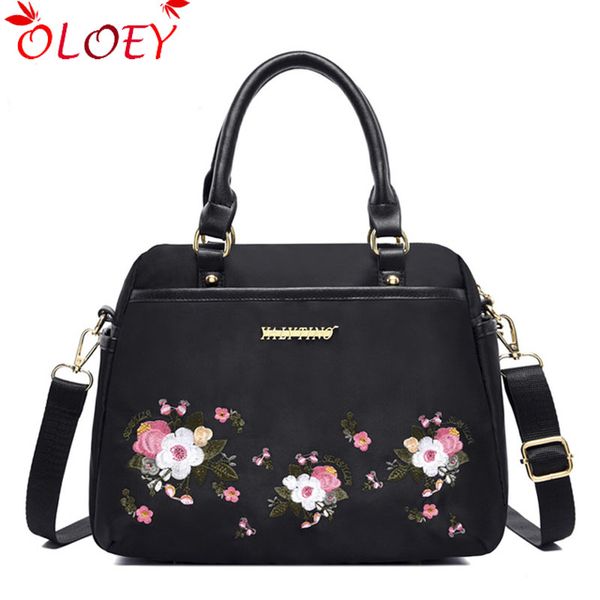 

ladies embroidered flower handbags luxury 2019 tote bags for women oxford cloth handbag large capacity shoulder bags sac a main
