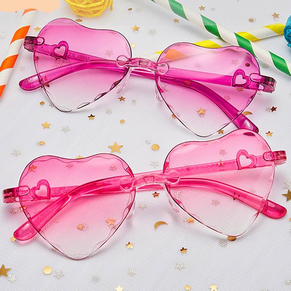 

curtain kids sunglasses new multicolor gradient cartoon love child sunglasses frameless trimming cute heart children sun glasses, Blue