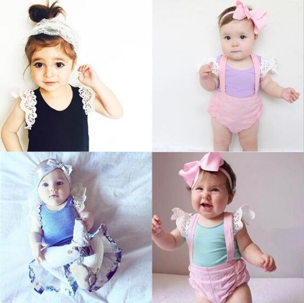 

8 colors 2019 ins baby girls lace cotton flying sleeve vest t-shirts newborn tees infant toddler shirts clothing kids design clothes, Blue