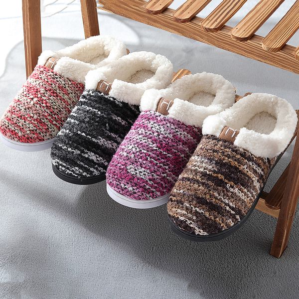 

warm slippers women winteri indoor cotton shoes woman soft plus velvet thicken non-slip casual shoes feamle large size 36-42, Black