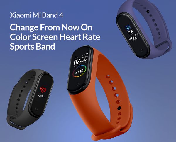 

New original xiaomi mi band 4 mart color creen bracelet heart rate fitne 135mah bluetooth 50m wimming mi waterproof