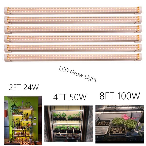 T8 LED-Wachstumslicht Hochleistungs-Pflanzenwachstumslichtstreifen, Vollspektrum-Sonnenlichtersatz mit hohem PAR für Zimmerpflanzen