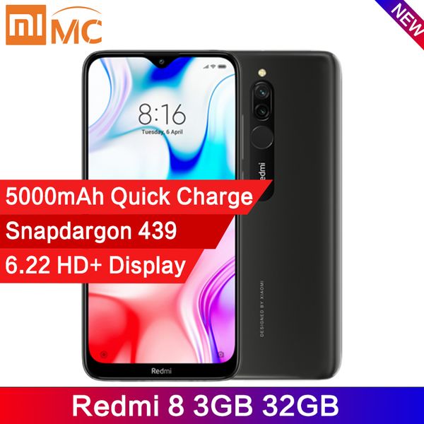 

global version xiaomi redmi 8 3gb 32gb snapdragon 439 octa core 12mp ai camera mobile phone 5000mah quick charge ce cellphone