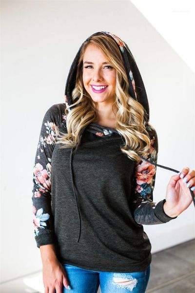 

hoodies long sleeve hip hop couples clothing women hooded slim hoodie designer floral printed drawstring velveted, Black