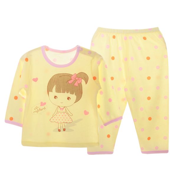 

2020 new 100% cotton girl pajamas sets long sleeve thin summer spring kids cartoon children sleepwear girls, Blue;red
