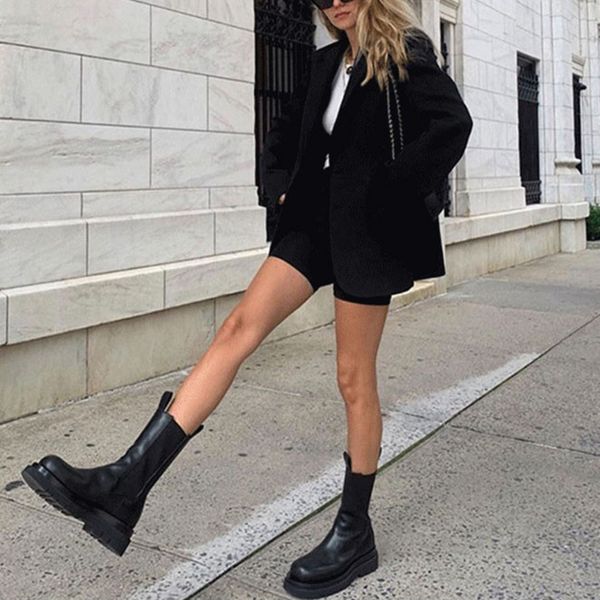 

wholesale platform ankle boots women chunky heel platform boots designer women winter shoes, Black