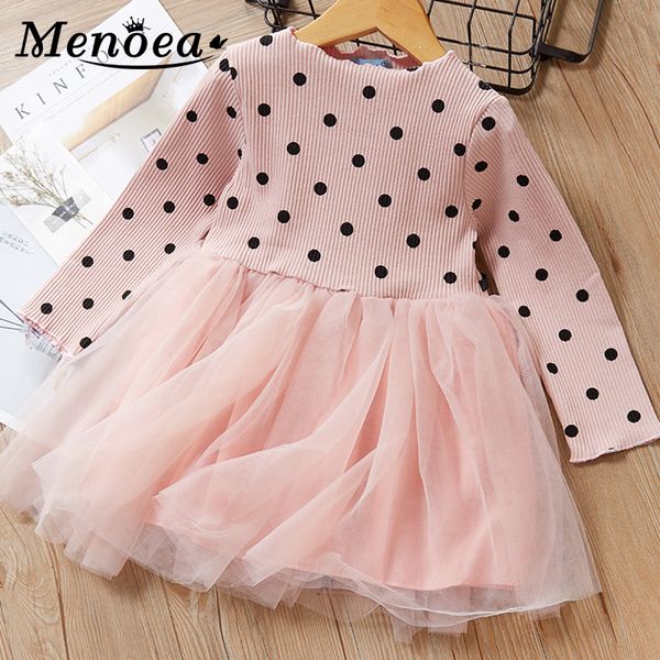 

menoea girl dress autumn style children long-sleeve princess dress kids girls dots bow clothes kids, Red;yellow