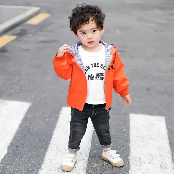 

children's clothing 1-5 years old boy and girl jacket children spring and autumn cute baby jacket new korean hooded kids coats, Blue;gray