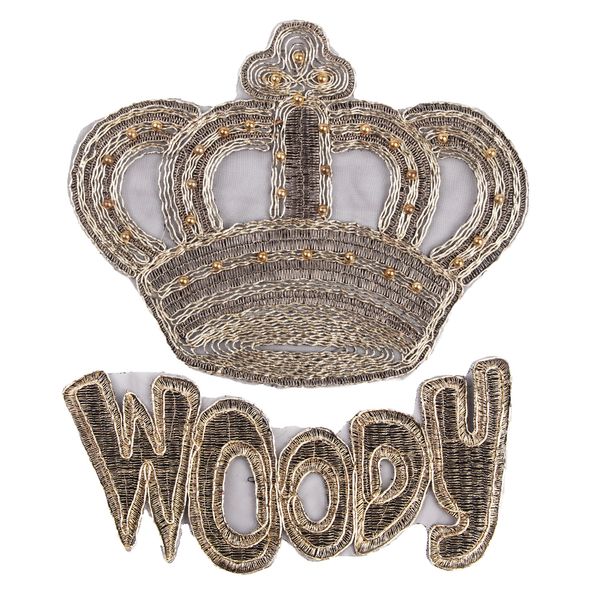 

embroidery crown letters patches for jackets,embroidered beaded crown badges appliques for jeans,alphabets patches for clothing a116, Black