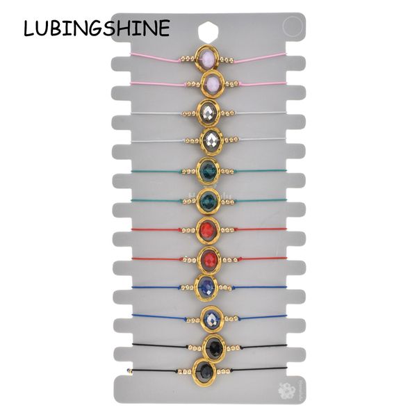 

vintage 12pcs/set gold color crystal bead charms braided bracelet adjustable rope chain geometric wristband jewelry gift, Golden;silver