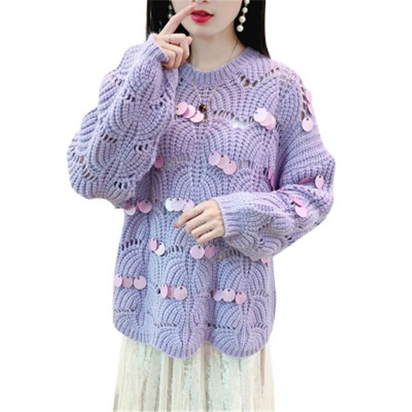 

2019 new hollow women autumn sweater pullover long sleeve round neck ladies sweater single size long women sweaters wz158, White;black